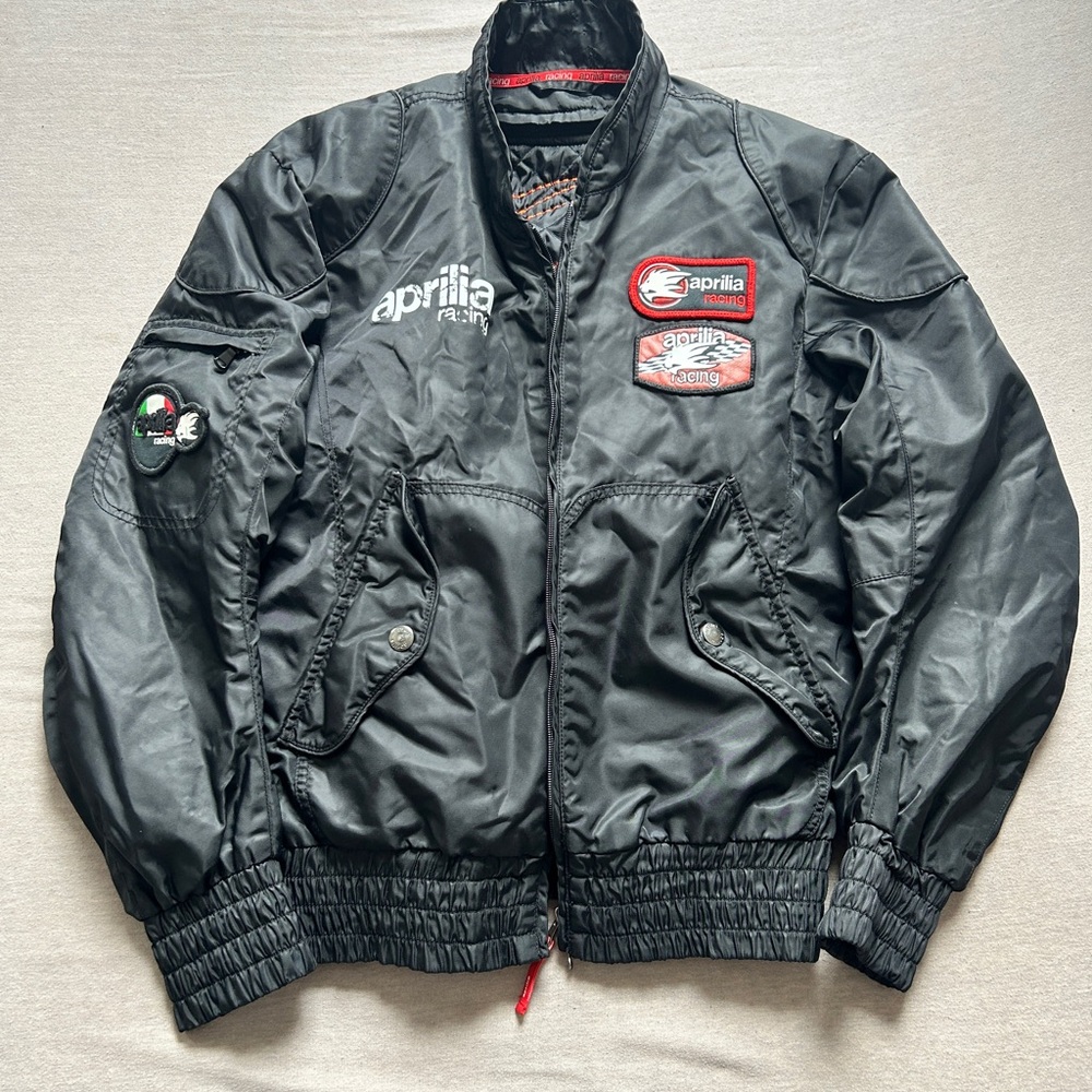 Y2K Aprilia Racing  Black Bomber Jacket for Men